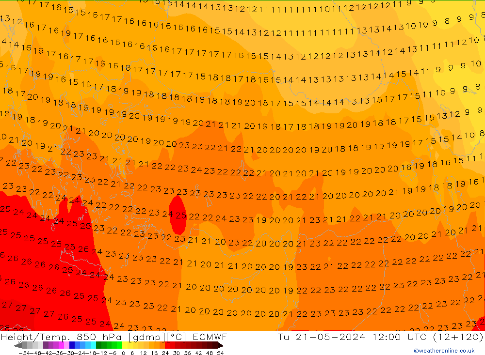 Z500/Rain (+SLP)/Z850 ECMWF вт 21.05.2024 12 UTC