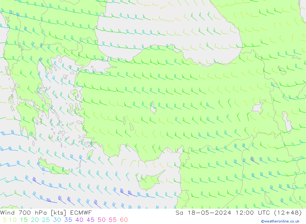 Vento 700 hPa ECMWF Sáb 18.05.2024 12 UTC