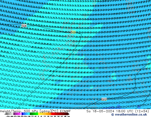 Z500/Rain (+SLP)/Z850 ECMWF sáb 18.05.2024 18 UTC