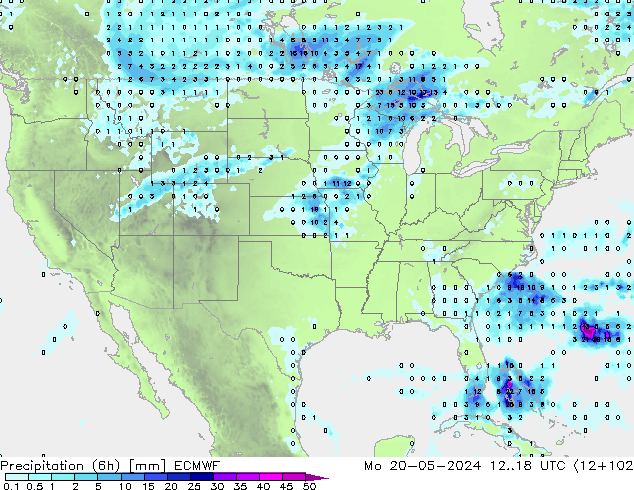 Z500/Rain (+SLP)/Z850 ECMWF lun 20.05.2024 18 UTC