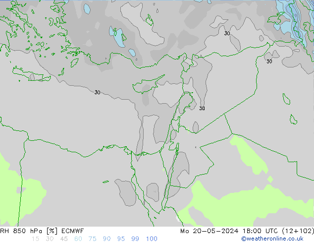 Humidité rel. 850 hPa ECMWF lun 20.05.2024 18 UTC