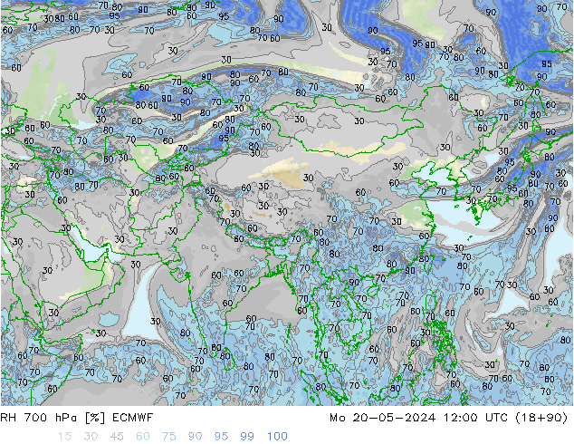Humidité rel. 700 hPa ECMWF lun 20.05.2024 12 UTC