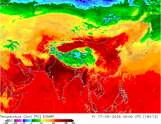 Temperatura (2m) ECMWF ven 17.05.2024 06 UTC