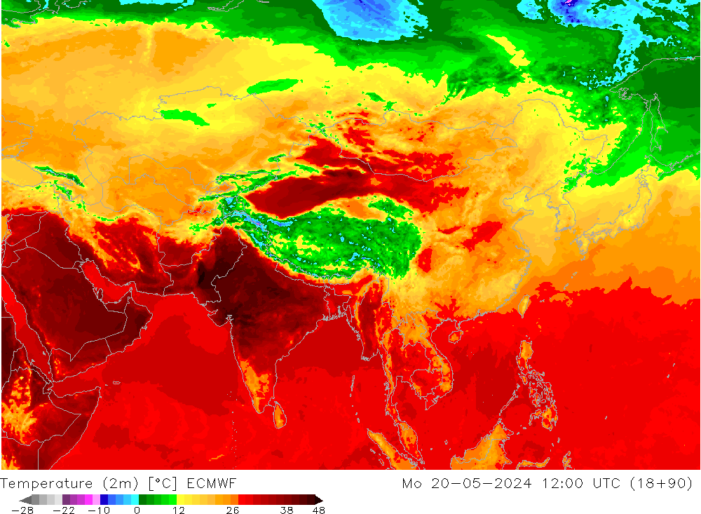 Temperatura (2m) ECMWF Seg 20.05.2024 12 UTC