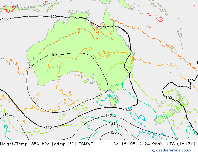 Z500/Rain (+SLP)/Z850 ECMWF Sa 18.05.2024 06 UTC