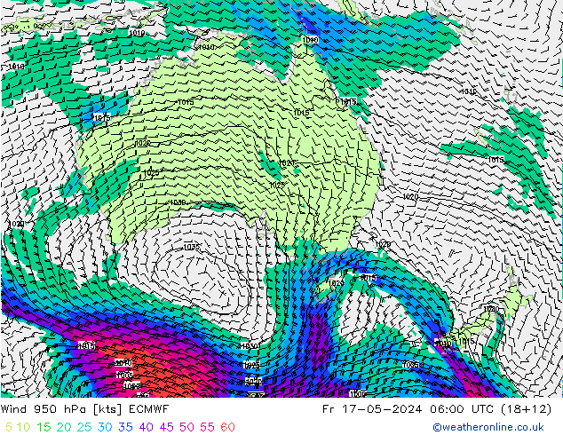 Wind 950 hPa ECMWF Fr 17.05.2024 06 UTC