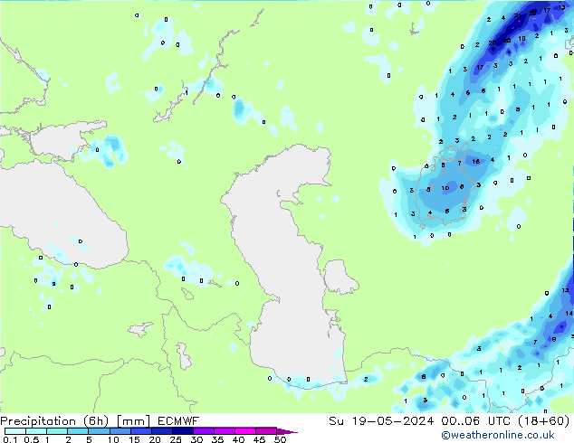 Precipitação (6h) ECMWF Dom 19.05.2024 06 UTC