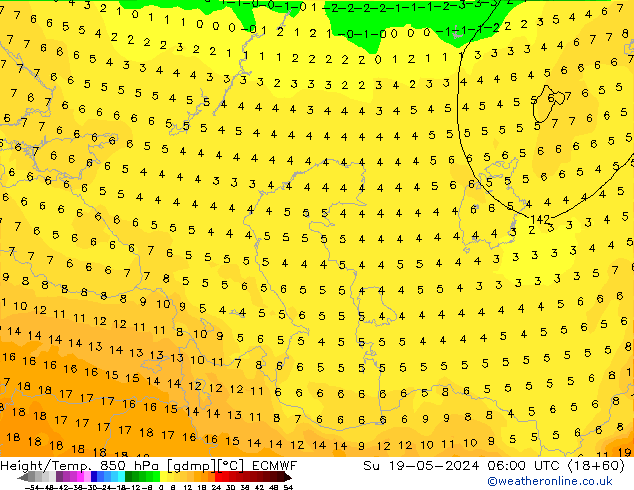 Z500/Rain (+SLP)/Z850 ECMWF Su 19.05.2024 06 UTC