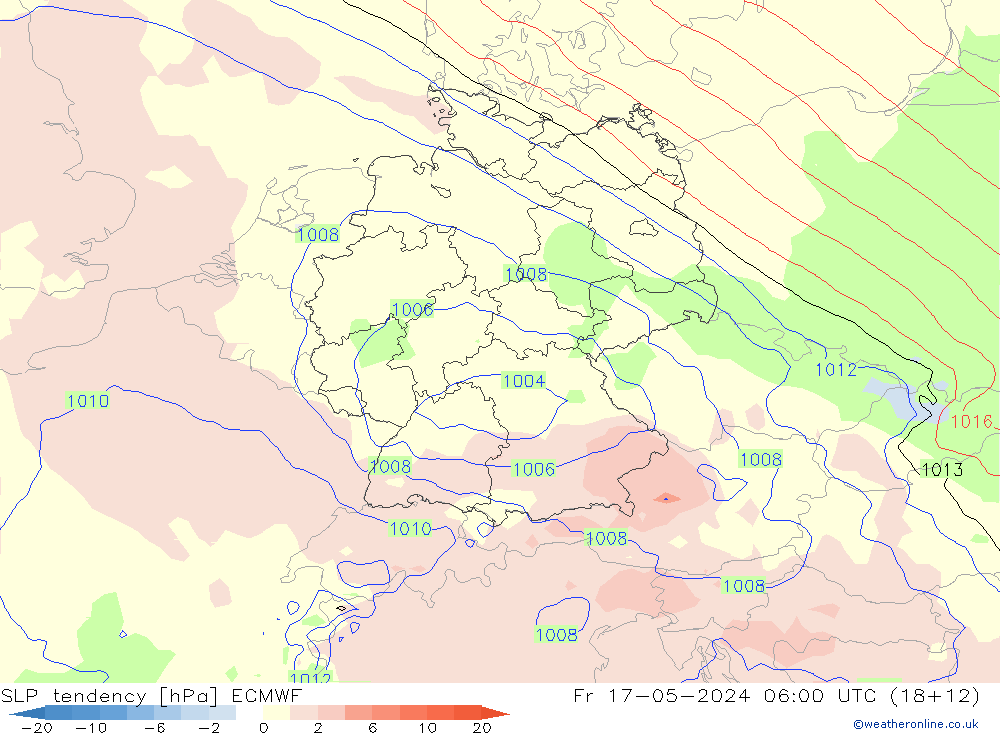 SLP tendency ECMWF Fr 17.05.2024 06 UTC