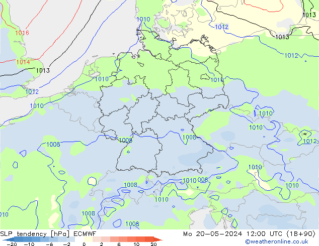 Druktendens (+/-) ECMWF ma 20.05.2024 12 UTC