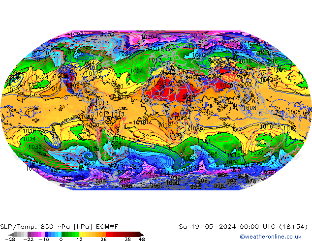 SLP/Temp. 850 hPa ECMWF So 19.05.2024 00 UTC