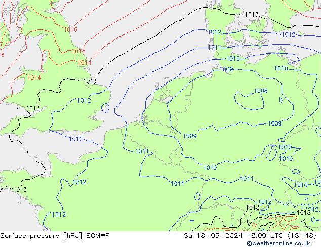 Pressione al suolo ECMWF sab 18.05.2024 18 UTC