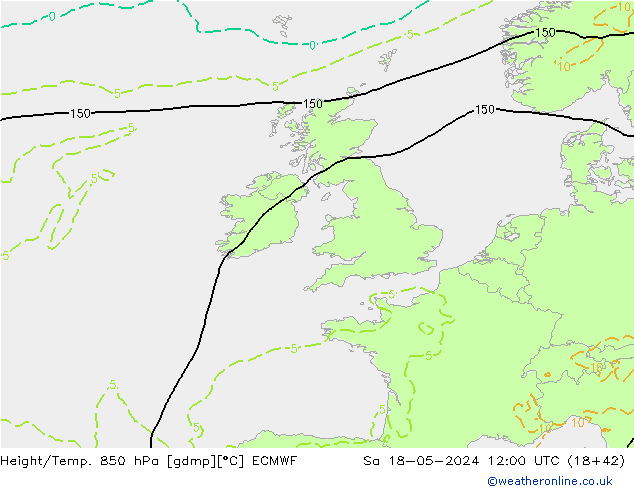 Z500/Regen(+SLP)/Z850 ECMWF za 18.05.2024 12 UTC