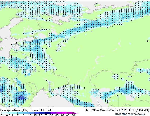 Precipitação (6h) ECMWF Seg 20.05.2024 12 UTC