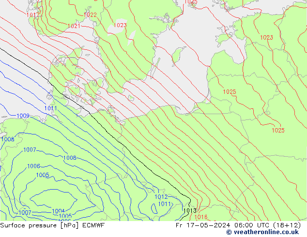 Surface pressure ECMWF Fr 17.05.2024 06 UTC