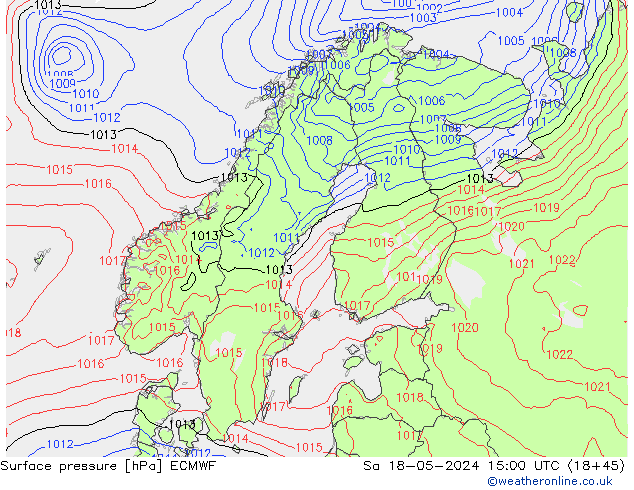 Bodendruck ECMWF Sa 18.05.2024 15 UTC