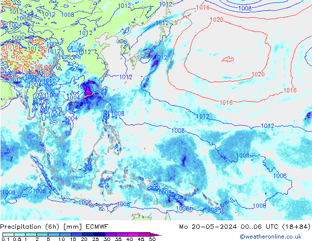 Z500/Rain (+SLP)/Z850 ECMWF пн 20.05.2024 06 UTC