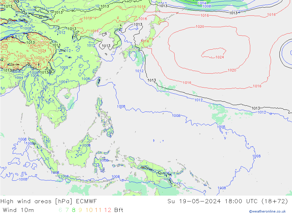 Windvelden ECMWF zo 19.05.2024 18 UTC