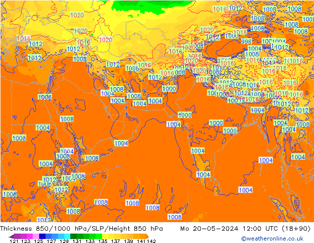 Thck 850-1000 hPa ECMWF Mo 20.05.2024 12 UTC