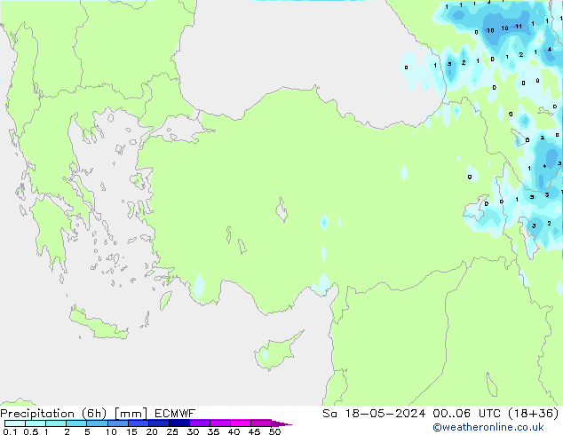 Precipitação (6h) ECMWF Sáb 18.05.2024 06 UTC