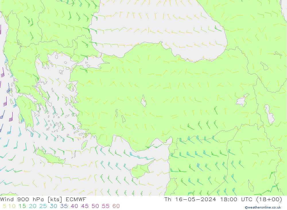 Wind 900 hPa ECMWF do 16.05.2024 18 UTC