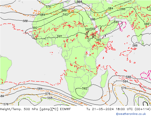 Z500/Rain (+SLP)/Z850 ECMWF Út 21.05.2024 18 UTC