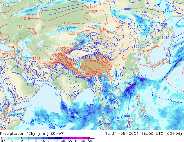 Z500/Rain (+SLP)/Z850 ECMWF  21.05.2024 00 UTC