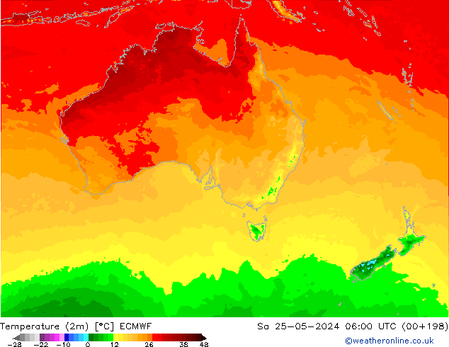 Temperatura (2m) ECMWF sab 25.05.2024 06 UTC