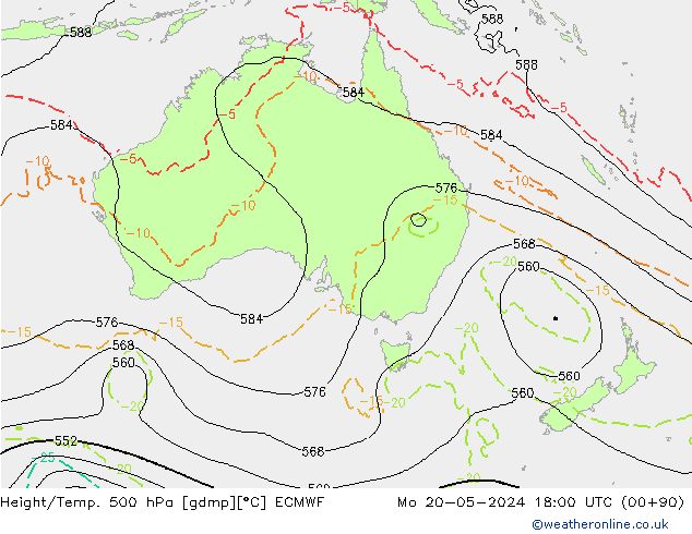 Z500/Rain (+SLP)/Z850 ECMWF  20.05.2024 18 UTC