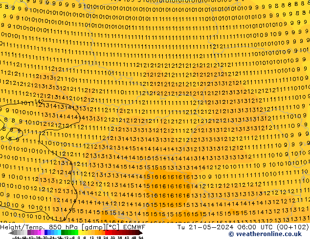 Height/Temp. 850 hPa ECMWF Tu 21.05.2024 06 UTC