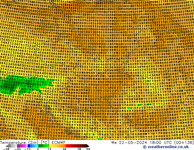 Sıcaklık Haritası (2m) ECMWF Çar 22.05.2024 18 UTC