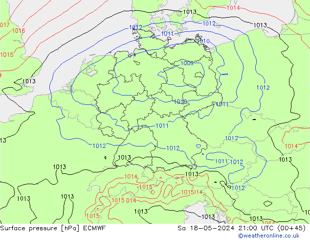 приземное давление ECMWF сб 18.05.2024 21 UTC