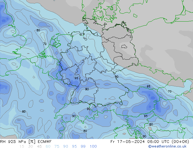 RH 925 hPa ECMWF Fr 17.05.2024 06 UTC