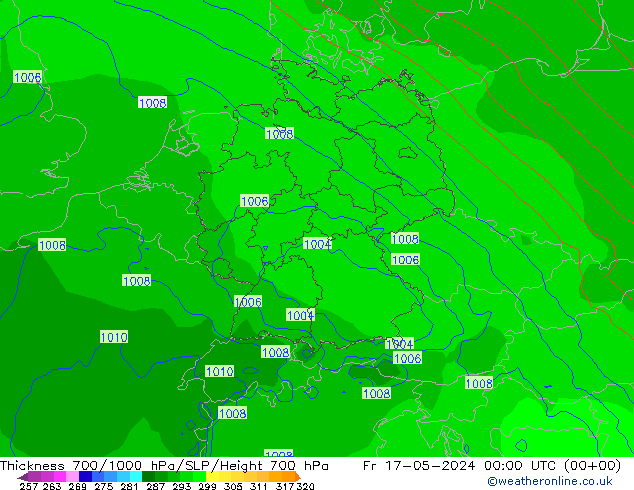 Thck 700-1000 hPa ECMWF 星期五 17.05.2024 00 UTC