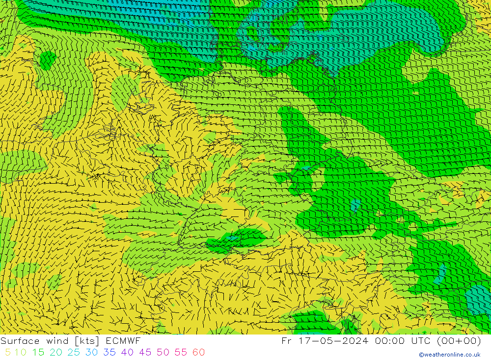 风 10 米 ECMWF 星期五 17.05.2024 00 UTC