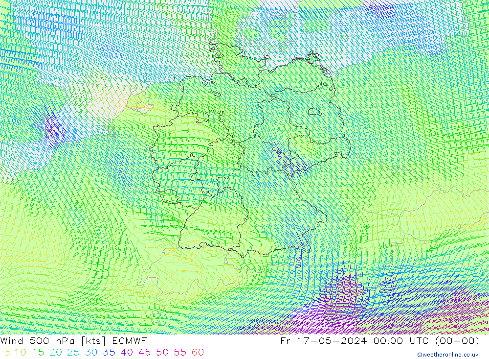 风 500 hPa ECMWF 星期五 17.05.2024 00 UTC
