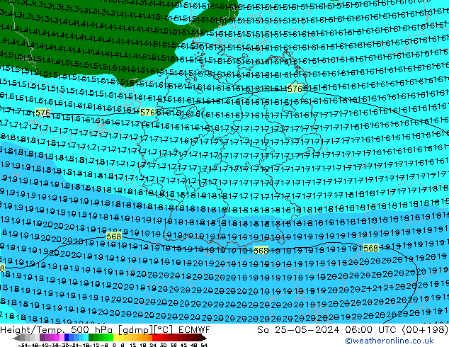 Z500/Rain (+SLP)/Z850 ECMWF Sa 25.05.2024 06 UTC