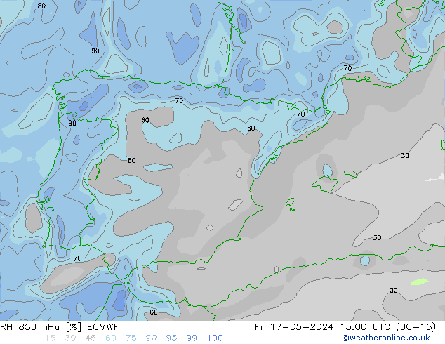 RH 850 hPa ECMWF  17.05.2024 15 UTC