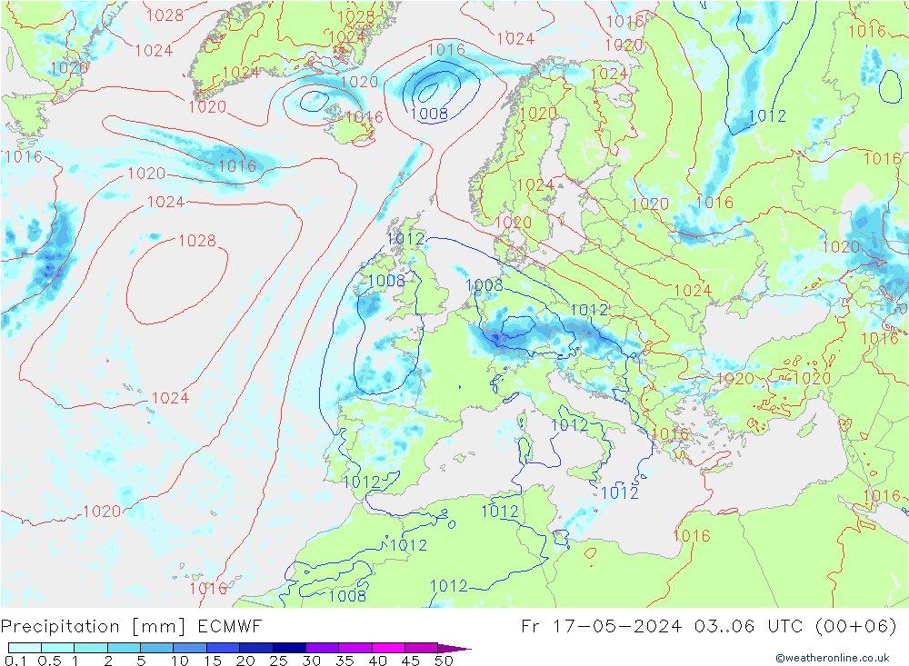 Precipitation ECMWF Fr 17.05.2024 06 UTC