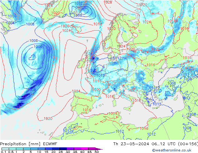 осадки ECMWF чт 23.05.2024 12 UTC