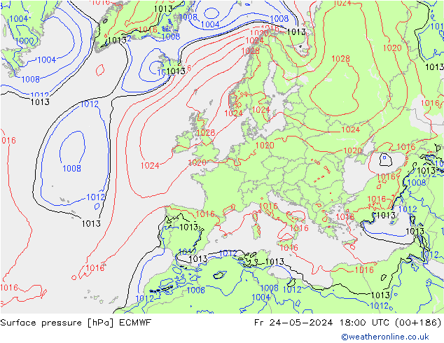 pression de l'air ECMWF ven 24.05.2024 18 UTC