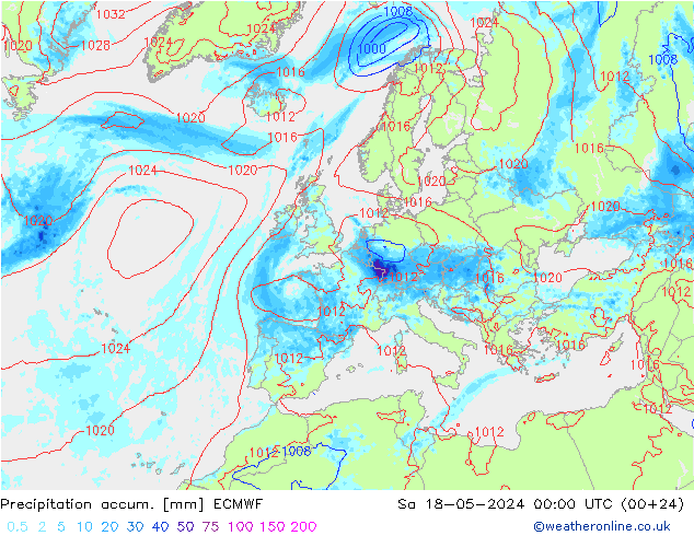 Precipitation accum. ECMWF So 18.05.2024 00 UTC