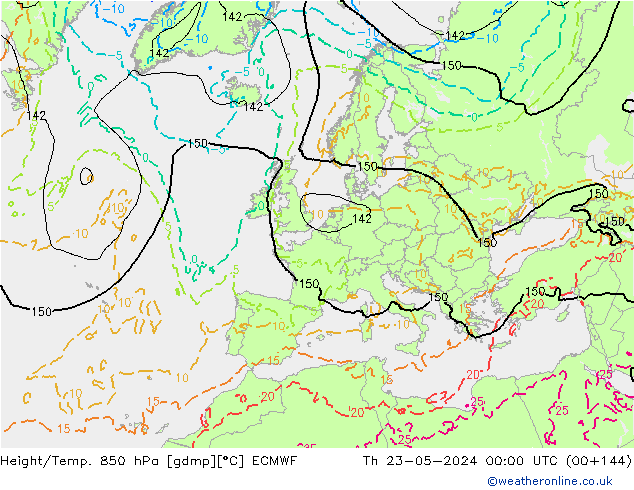 Z500/Rain (+SLP)/Z850 ECMWF Do 23.05.2024 00 UTC