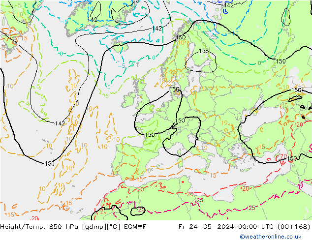 Yükseklik/Sıc. 850 hPa ECMWF Cu 24.05.2024 00 UTC