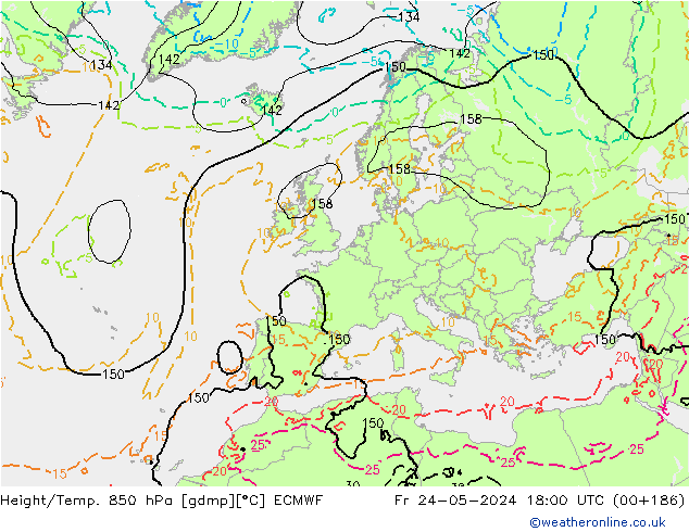 Height/Temp. 850 hPa ECMWF ven 24.05.2024 18 UTC