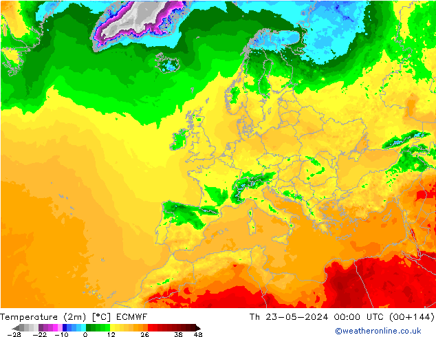 température (2m) ECMWF jeu 23.05.2024 00 UTC
