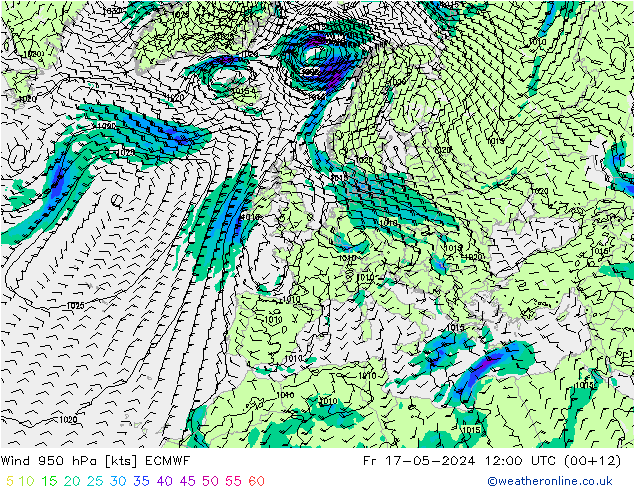 Wind 950 hPa ECMWF Fr 17.05.2024 12 UTC
