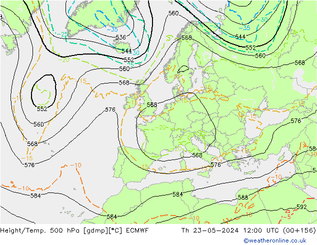 Z500/Yağmur (+YB)/Z850 ECMWF Per 23.05.2024 12 UTC