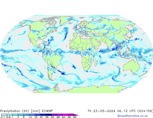 Precipitação (6h) ECMWF Qui 23.05.2024 12 UTC