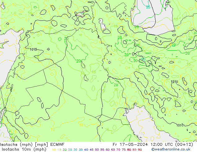 Isotachen (mph) ECMWF Fr 17.05.2024 12 UTC